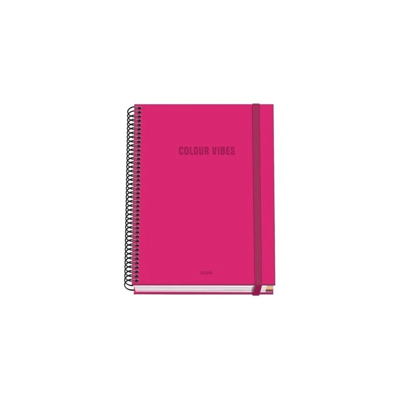 Dohe Colour Vives Cuaderno Espiral A5 100 Hojas Cuadricula 5mm - Tapa Dura Impresa a todo Color y Plastificada en Brillo