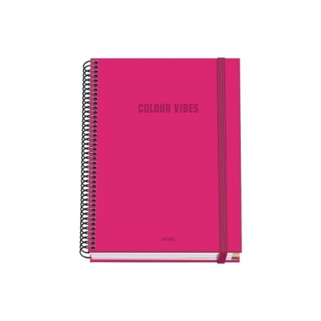 Dohe Colour Vives Cuaderno Espiral A5 100 Hojas Cuadricula 5mm - Tapa Dura Impresa a todo Color y Plastificada en Brillo