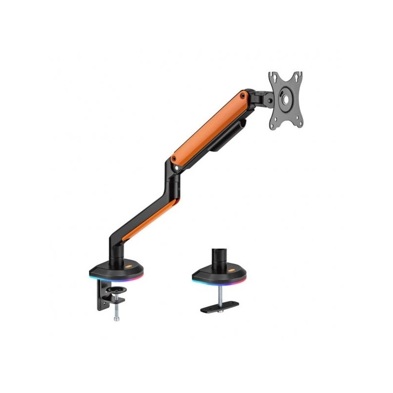 Support de table de jeu Aisens RGB pour moniteur/TV - Pivotant et inclinable - Éclairage RGB - Acier et aluminium - Compatible