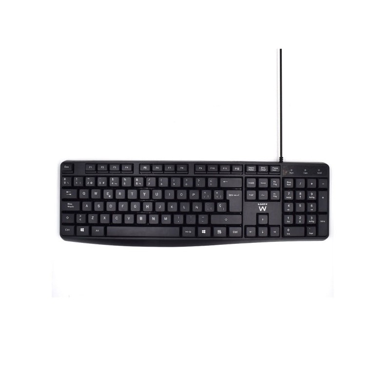 Ewent Teclado con Cable de Oficina - 104 Teclas - Cable USB-A de 1.35m - Color Negro