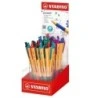 Stabilo Pointball Display of 38 Retractable Pens - 1mm Tip - Oil-Based Ink - Refillable - 87% Recycled Plastic - Non-Slip Grip