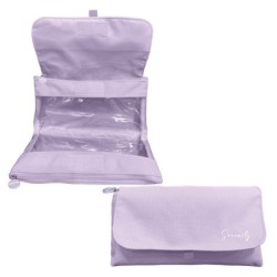 Estojo duplo Dohe Serenity - aba com bolso interno - zíper - janelas transparentes - poliéster - 22x11x6cm - cor roxa