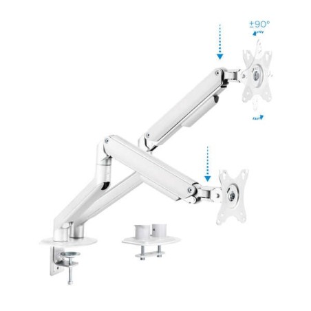 Support de table pivotant et inclinable Tooq 2 bras 17-32" - Couleur blanche