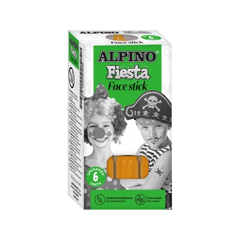 Pacote de bastões faciais Alpino Fiesta com 6 bastões de pintura facial - Sistema retrátil giratório - Lava com água - Testado