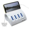 Multiprise Ewent avec 6 Prises - Prises 4 L + 2 Prises L/F (Schuko) - 2x USB-A - Protection Enfant - Prise Italienne Plate