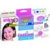 Alpino Fiesta Festival Pack of 4 Bottles of Liquid Makeup in Different Colors + Brush + Ideas Guide - Washes with Water