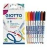Giotto Turbo Glitter Pack de 8 Marcadores - Ponta Fina 2.8mm - Tinta à Base de Água - Lavável - Cores Sortidas