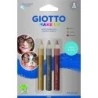 Pacote Metálico Giotto Make Up com 3 Lápis Cosméticos - Lava com Água - Testado Dermatologicamente - Cores Metálicas Sortidas