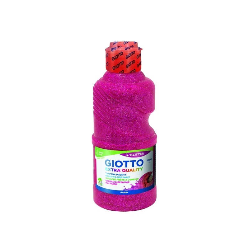 Tempera Giotto Extra Quality Glitter - 250ml - Lispa para Uso - Garrafa Bio Pet - Cor Magenta