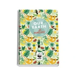 Dohe WWF Tropic Spiral Notebook Folio 80 Sheets 4mm Grid with Margin - Rigid Cover Printed in Full Color and Glossy Laminated