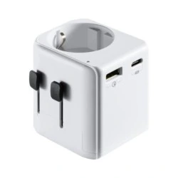 Ewent EW1472 Universal Travel Charger - 1xUSB-C, 2xUSB - 15W - USA, UK, AUS, China - White Color