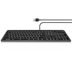 Teclado com fio USB Ewent - Layout QWERTY IT italiano - Retroiluminado - Perfil baixo e teclas silenciosas - Cabo de 1,5 m