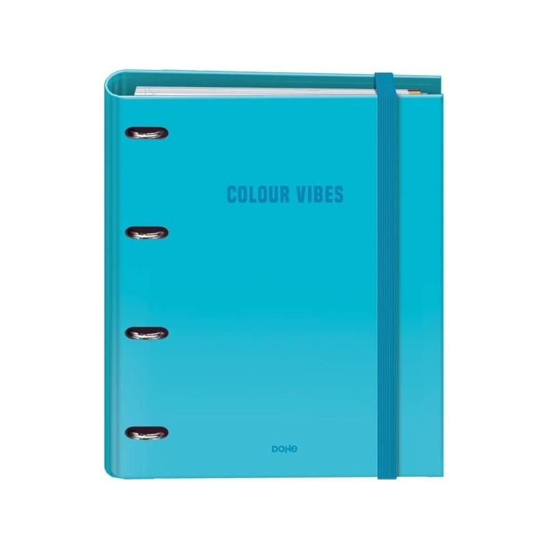 Dohe Color Vibes 4 Recharge pour Classeur à Anneaux Mixte 35 mm 100 Feuilles Grille 5 mm - Format A4 - Fermeture en Caoutchouc