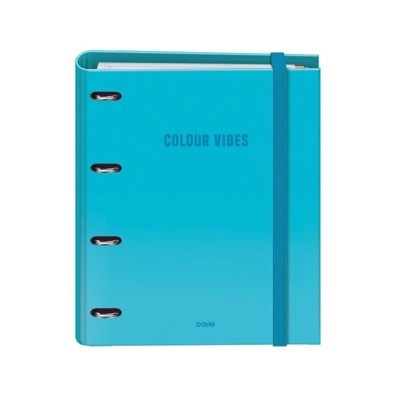 Dohe Color Vibes 4 Recharge pour Classeur à Anneaux Mixte 35 mm 100 Feuilles Grille 5 mm - Format A4 - Fermeture en Caoutchouc