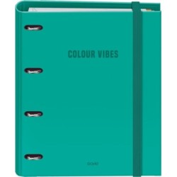 Dohe Colour Vibes Carpeta de 4 Anillas Mixtas de 35mm Recambio 100 Hojas Cuadricula 5mm - Formato A4 - Cierre con Goma