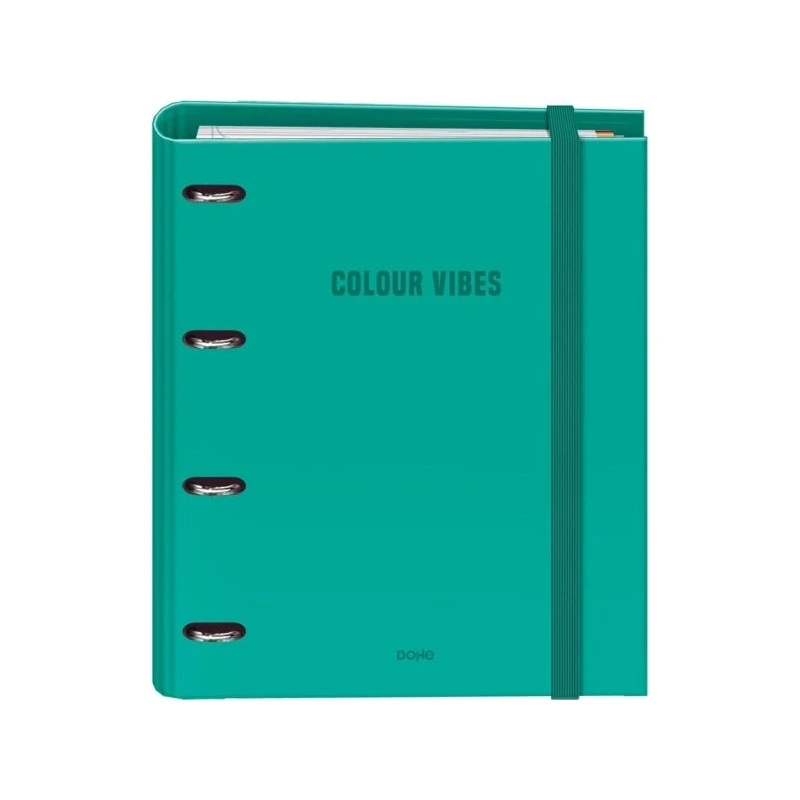 Dohe Color Vibes 4 Mixed 35mm Ring Binder Refil 100 folhas Grade de 5mm - Formato A4 - Fecho de borracha - Inclui 4 divisórias