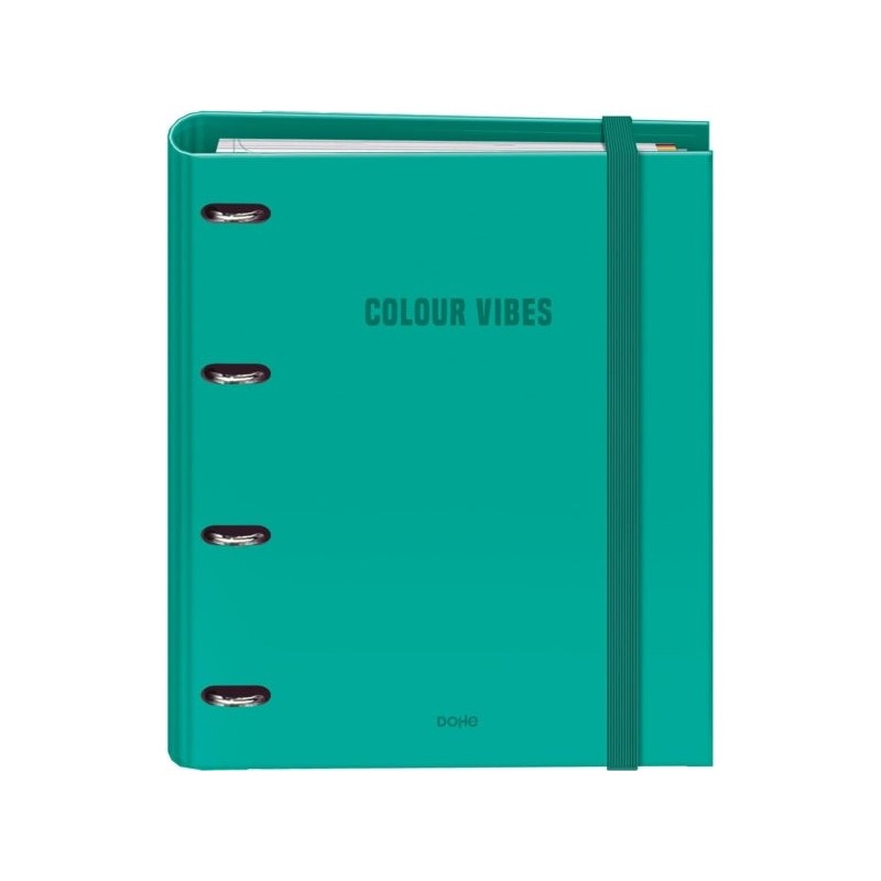 Dohe Colour Vibes Carpeta de 4 Anillas Mixtas de 35mm Recambio 100 Hojas Cuadricula 5mm - Formato A4 - Cierre con Goma