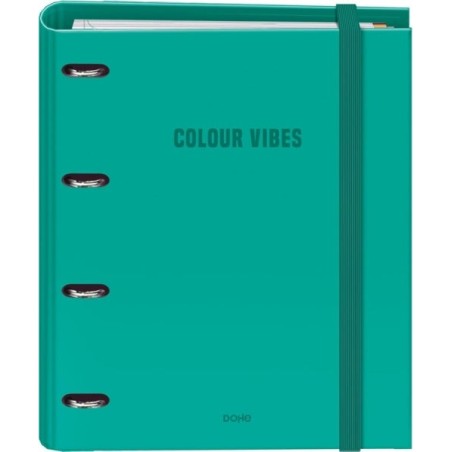Dohe Color Vibes 4 Recharge pour Classeur à Anneaux Mixte 35 mm 100 Feuilles Grille 5 mm - Format A4 - Fermeture en Caoutchouc