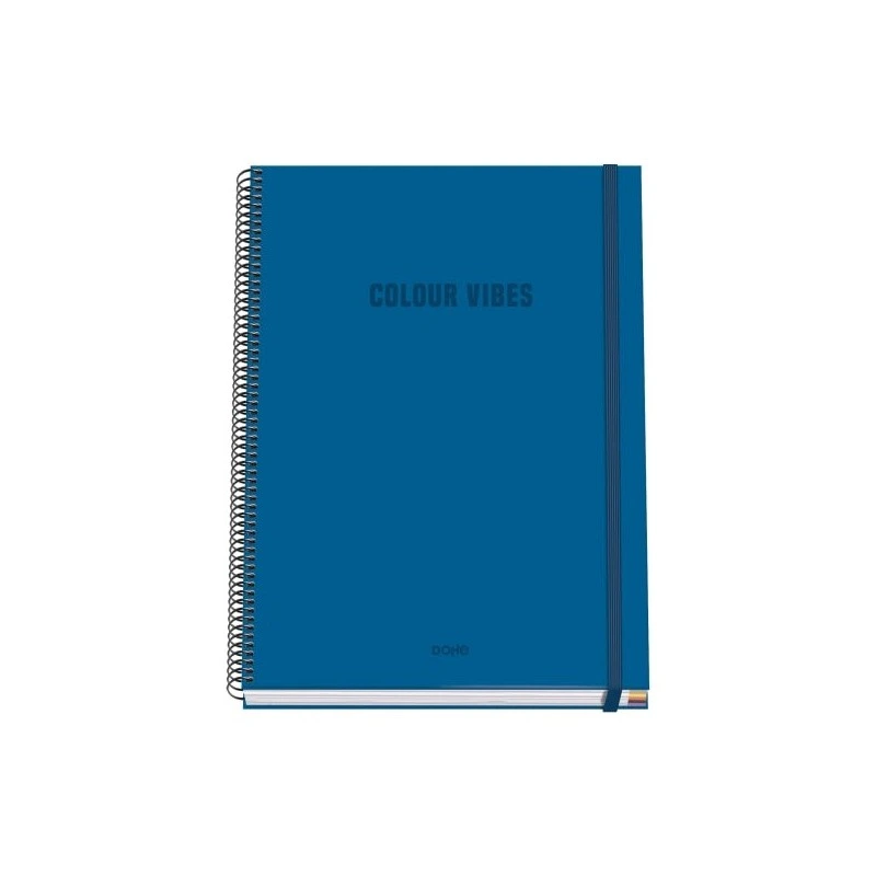 Dohe Color Vives Cahier à Spirale A4 100 Feuilles Microperforées Grille 5mm - Couverture Rigide Carton Ligné - Fermeture
