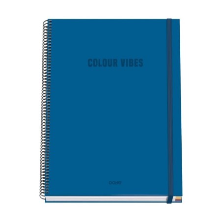 Dohe Colour Vives Cuaderno Espiral A4 100 Hojas Microperforadas Cuadricula 5mm - Tapa Dura Carton Forrado - Cierre de Goma