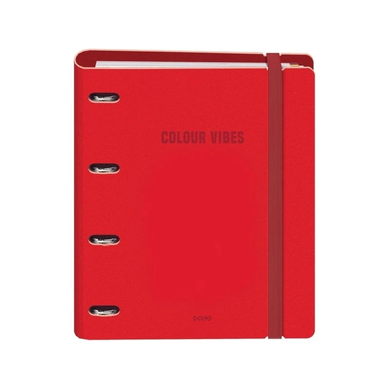 Dohe Color Vibes Polyfoam 4 Mixed Ring Binder 35mm A4 Refill 100 Sheets 5mm Grid - 2mm Polyfoam Cover - Rubber Closure