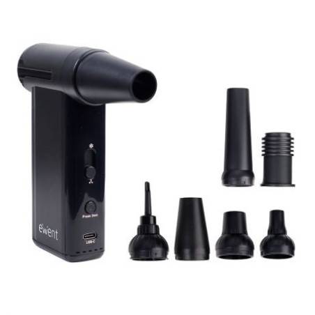 Ewent Compressed Air Gun - Vacuum Pump and Inflator - 8 Speeds -130,000 RPM - 5000mah Battery - Black Color