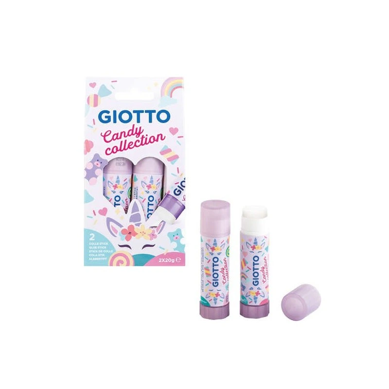 Giotto Candy Collection Pack de 2 Bâtons de Colle Moyens 20gr - Séchage Rapide - Adapté à un Usage Scolaire