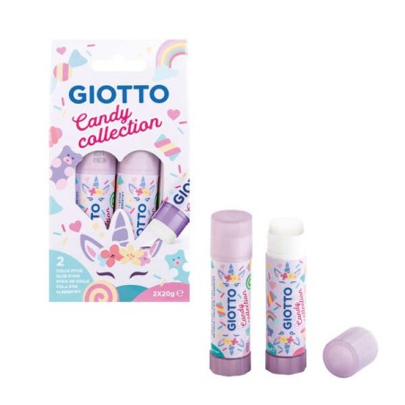 Coleção Giotto Candy Pacote com 2 Bastões de Cola Médios 20gr - Secagem Rápida - Adequado para Uso Escolar