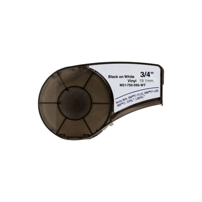 Brady M21-750-595-WT Ruban d'Étiquettes Génériques en Vinyle - Texte Noir sur Fond Blanc - Largeur 19.1mm x 6.4 mètres - 750