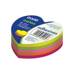 Dohe Cubo de 250 Notas Reposicionables con Forma de Corazon - Tamaño 70x70mm - Papel de 75gr - Ideal para Oficina y Escuela