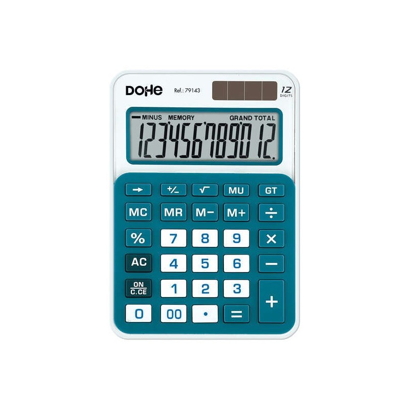 Dohe Medium Desktop Calculator 12 Digits - Large Format Keys - 4 Memory Keys - Automatic Power Off - Solar and Battery Powered