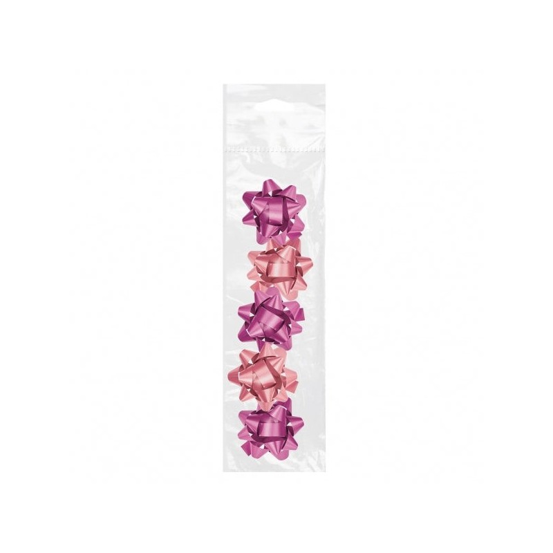 Dohe Chic Pack of 5 Gift Bows - Star Shape - Size 5,6cm - Pink Color