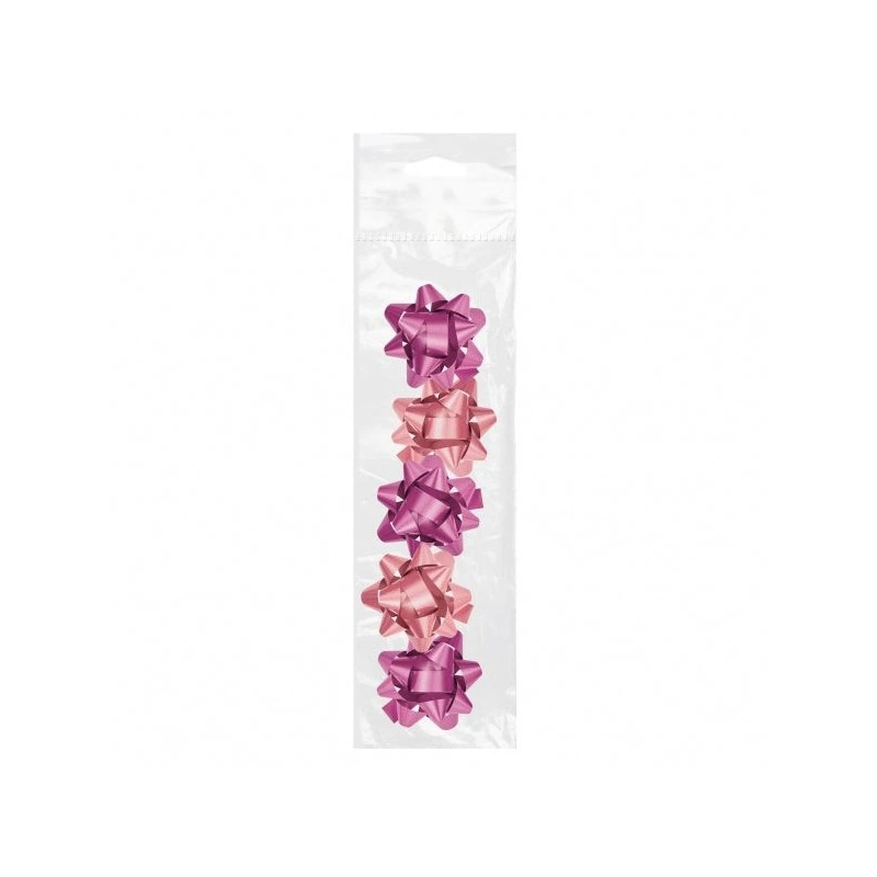 Pacote Dohe Chic com 5 laços para presente - formato de estrela - tamanho 5,6 cm - cor rosa