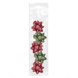 Dohe Chic Pacote de 5 laços para presente - formato de estrela - tamanho 5,6 cm - cores vermelho e verde
