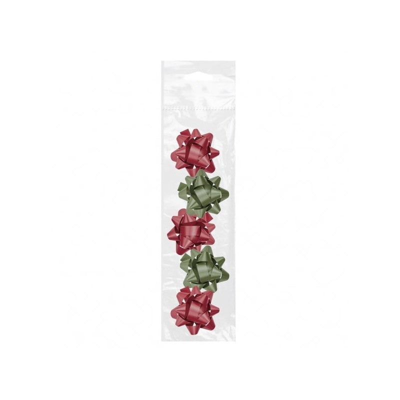 Dohe Chic Pacote de 5 laços para presente - formato de estrela - tamanho 5,6 cm - cores vermelho e verde