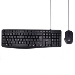 Ewent Paquete con Cable KB+RATON - Teclado de Oficina -Cable USB-A de 1.35m - Raton de oficina - 1000dpi - Cable USB-A de 1.35m
