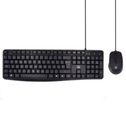 Pacote Ewent Wired KB+MOUSE - Teclado de escritório - Cabo USB-A de 1,35m - Rato de escritório - 1000dpi - Cabo USB-A de 1,35m