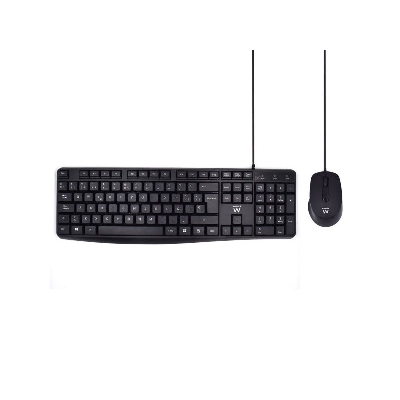 Ewent Wired Package KB+MOUSE - Office Keyboard - 1,35m USB-A Cable - Office Mouse - 1000dpi - 1,35m USB-A Cable - Black Color