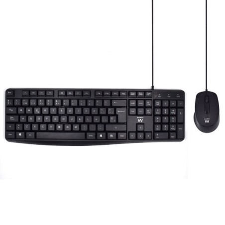Pacote Ewent Wired KB+MOUSE - Teclado de escritório - Cabo USB-A de 1,35m - Rato de escritório - 1000dpi - Cabo USB-A de 1,35m