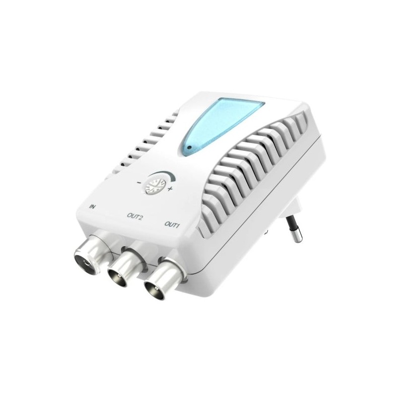 Hama Essential Amplificador de Cable de Banda Ancha - Catv - Amplificacion 22dB - Atenuacion 13dB - Salida Doble - Color Blanco