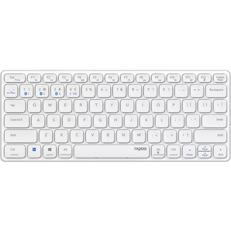 Rapoo E9600M Ultra-Slim Compact Wireless Keyboard - Bluetooth and 2.4GHz - Aluminium Base - Eco-Friendly Rechargeable Battery