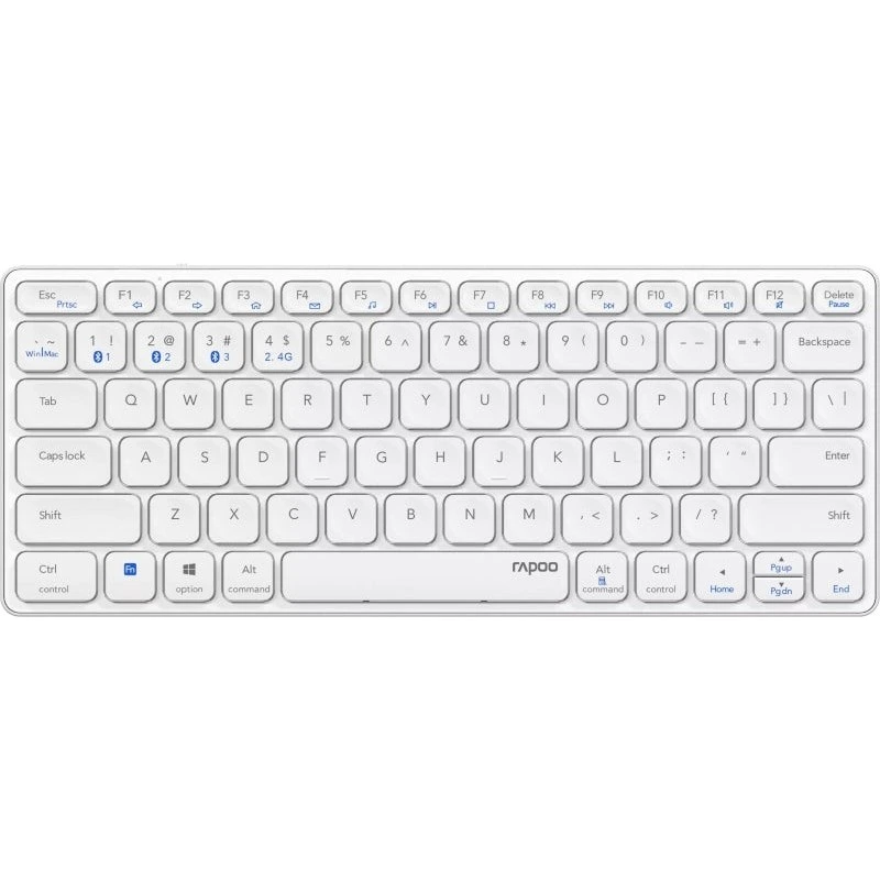 Rapoo E9600M Ultra-Slim Compact Wireless Keyboard - Bluetooth and 2.4GHz - Aluminium Base - Eco-Friendly Rechargeable Battery