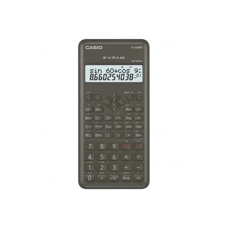 Calculatrice scientifique Casio FX-82MS 2e éd. - Écran LCD 2 lignes - 240 fonctions intégrées - 8 mémoires variables - Calcul