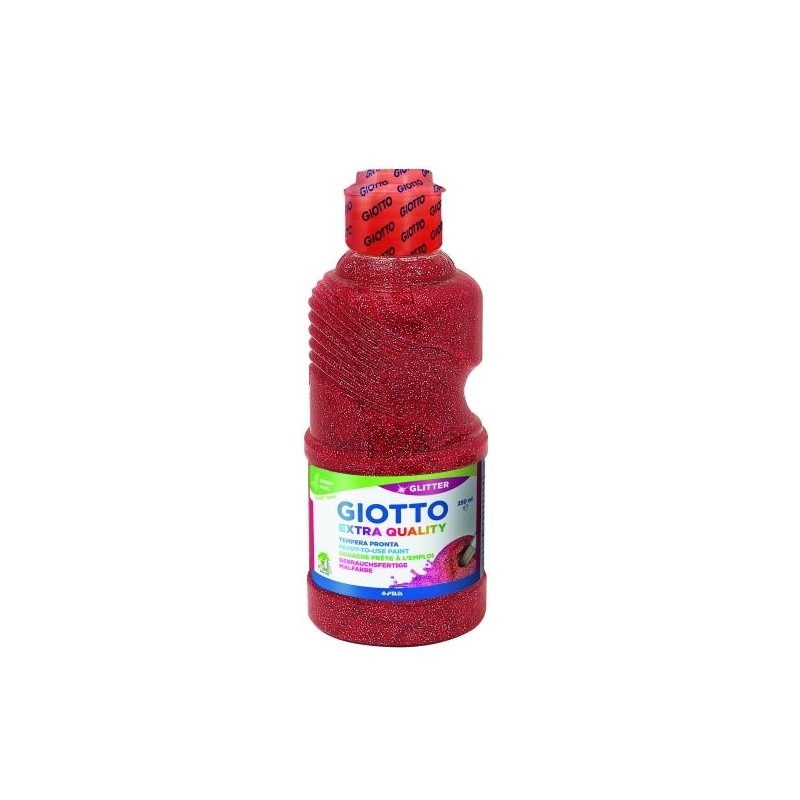 Giotto Extra Quality Glitter Tempera - 250ml - Lispa para el Uso - Botella Bio Pet - Color Rojo