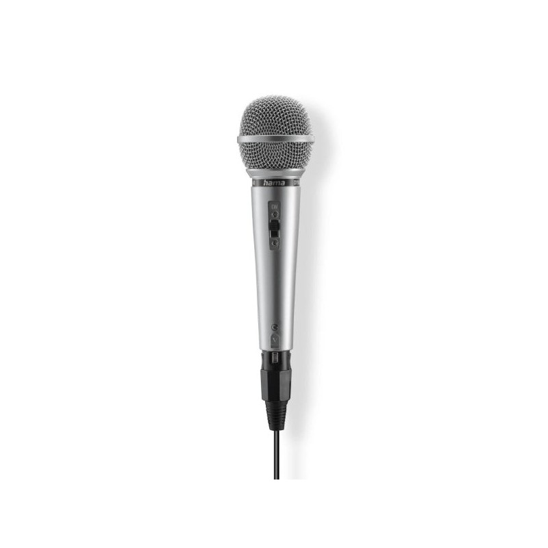 Hama Jam Star Microfono Dinamico - Cable 3m - 100Hz - Jack 3.5mm - Cardioide - 600 Ohm - 170x52x52mm - Color Plata