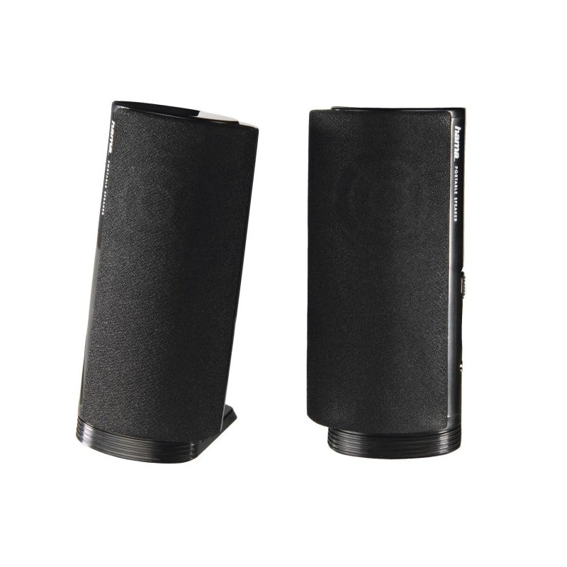 Hama Haut-Parleurs de Bureau - Câble de 115cm - Fréquence jusqu'à 20kHz - Jack 3.5mm - USB-A - 7x6.7x14.5cm - Couleur Noir