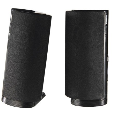 Hama Haut-Parleurs de Bureau - Câble de 115cm - Fréquence jusqu'à 20kHz - Jack 3.5mm - USB-A - 7x6.7x14.5cm - Couleur Noir