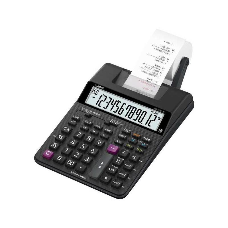 Casio HR150RCE Calculadora com Impressora de Secretária - Ecrã de 12 Dígitos - Largura do Papel 58mm - Imprime Hora e Data