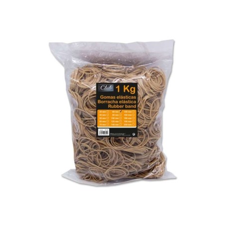 Ingraf 1kg Bag of 80mm Rubber Bands - High Quality - 70% Rubber - Great Strength and Elasticity - Brown