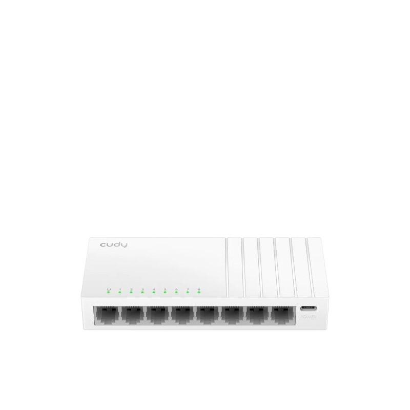 Cudy Switch 8 Puertos RJ45 - Alimentacion por USB-C - Capacidad Conmutacion 16Gbps - Indicadores LED - 138x61.5x24mm - Color